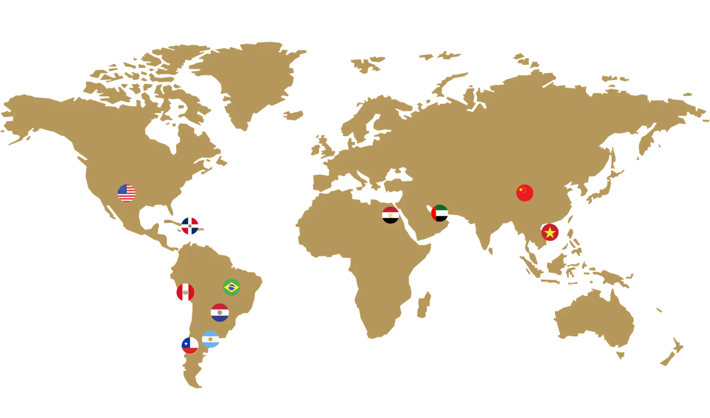 Mapa da presença global da PampaFoods